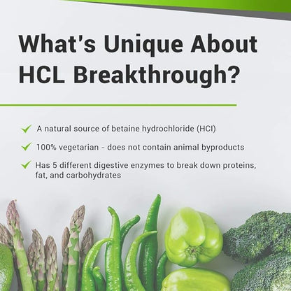 BIOptimizers HCL Breakthrough - Betaine Hydrochloride Enzymes Supplement,90 Pepsin-Free Capsules - Nirvana Guru