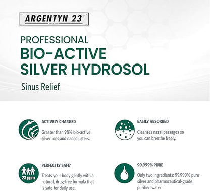 Argentyn 23 Professional Bio-Active Silver Hydrosol Sinus Relief,2oz - Nirvana Guru
