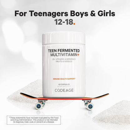 Codeage Teen Multivitamin Supplemen,Organic Whole Food Formula with Omega-3 and Vitamins A to K - 60 Capsules - Nirvana Guru