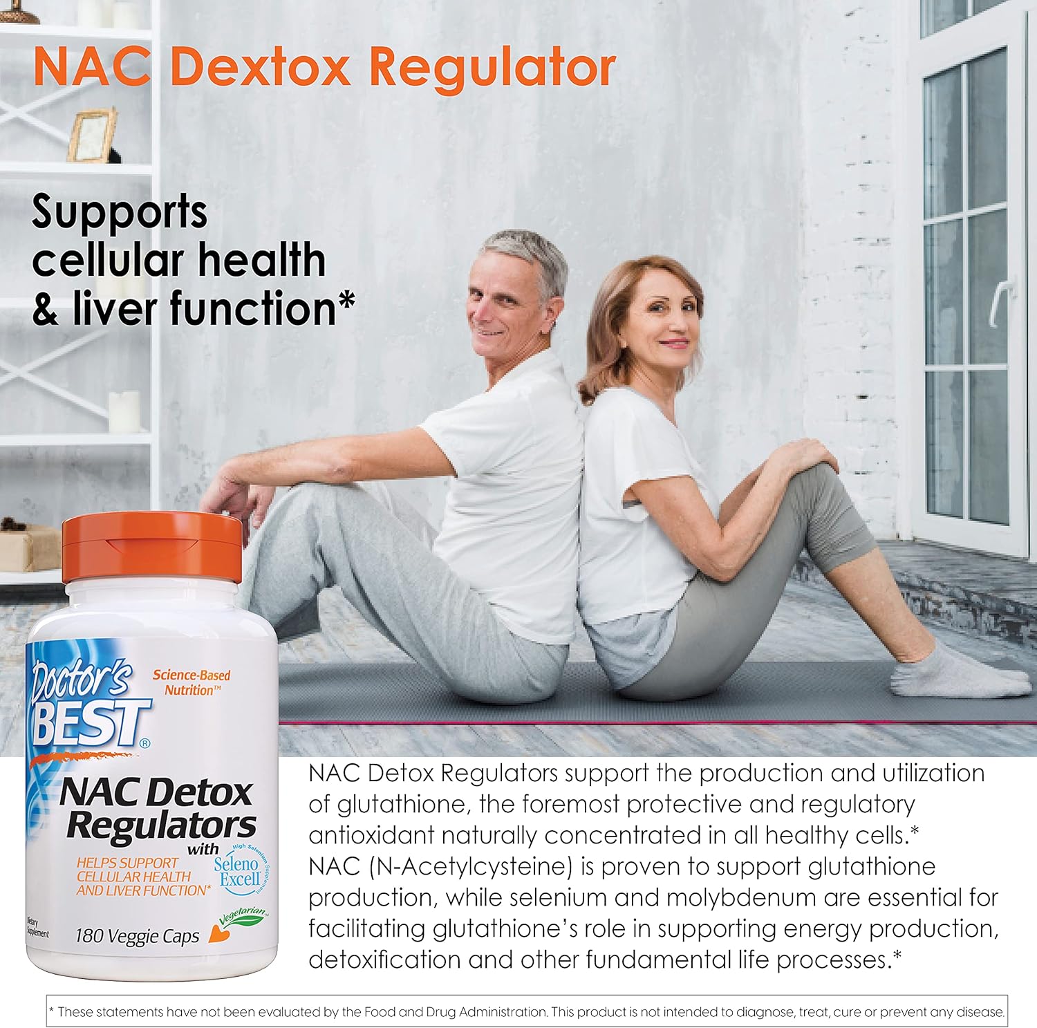 Doctor's Best Nac Detox Regulators with seleno excell,180 Veggie Caps - Nirvana Guru