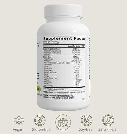 BIOptimizers MassZymes Digestive Enzymes Supplement,250 Caps - Nirvana Guru