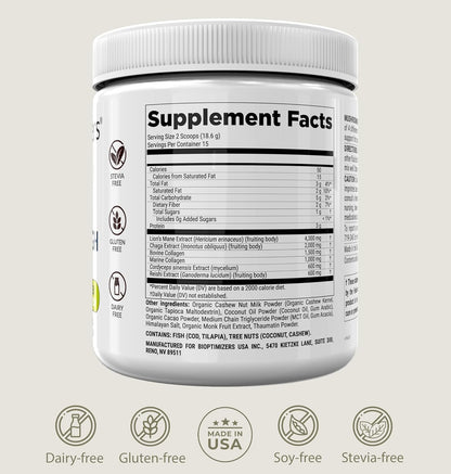 BIOptimizers Mushroom Coffee Alternative – Chocolate Drink,Adaptogenic Mushrooms & MCT Powder – 15 Servings