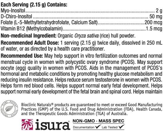 Bioclinic Naturals - Myo-Inositol 129 g Powder - Nirvana Guru