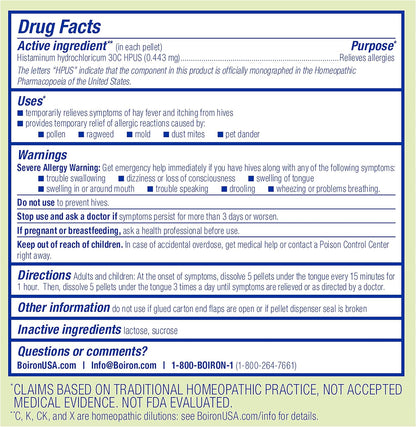 Boiron Histaminum Hydrochloricum 30C Homeopathic Medicine For Indoor Or Outdoor Allergy Relief,3 Count (240 Pellets) - Nirvana Guru