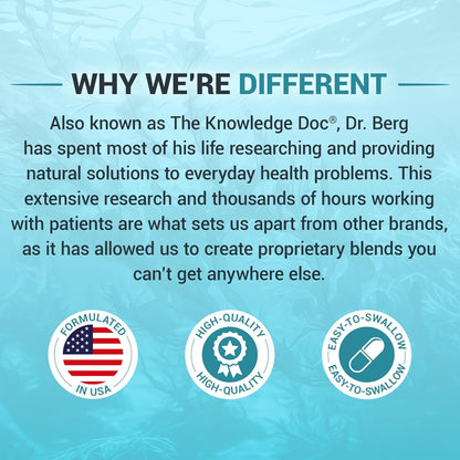 Dr. Berg Sea Kelp Enhanced Iodine - 200 mcg of Premium Iodine - Seaweed Blend Includes Klamath Blue-Green Algae & Sea Kelp - 90 Capsules - Nirvana Guru