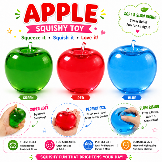 Apple Squishy - Apple Squishies - Cute Sensory Fidget Stress Ball for Anxiety - Classroom Rewards - Party Favors Nirvana Guru