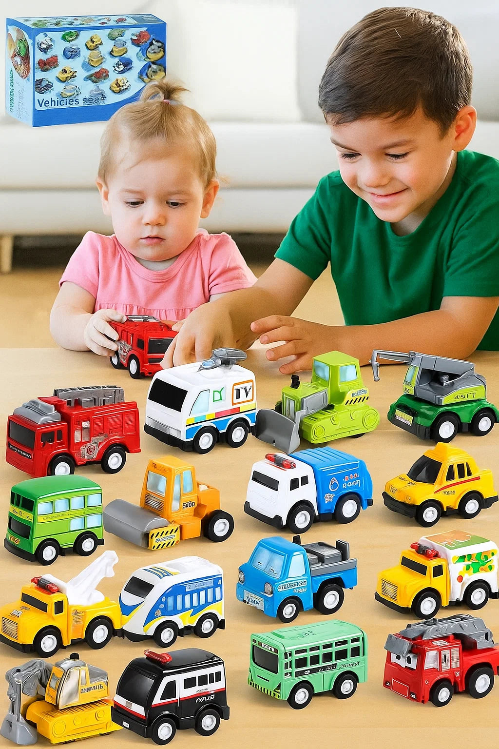 JOYIN 18 Pcs Pull Back City Cars and Trucks Toy Vehicles Set, Friction Powered Cars Toys for Toddlers, Boys, Girls’ Educational Play, Kids Stocking Stuffers, Treasure Box Gifts for Classroom nirvanaguru