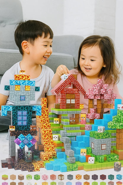 EchoPlan 150PCS Magnetic Blocks, Magnetic Building Blocks, STEM Constructions Magnet Blocks for Boys Girls Age 3 4 5 6 7 8 9 10, Sensory Stacking Toy Christmas Birthday Gifts for Kids, 1" Large Size nirvanaguru