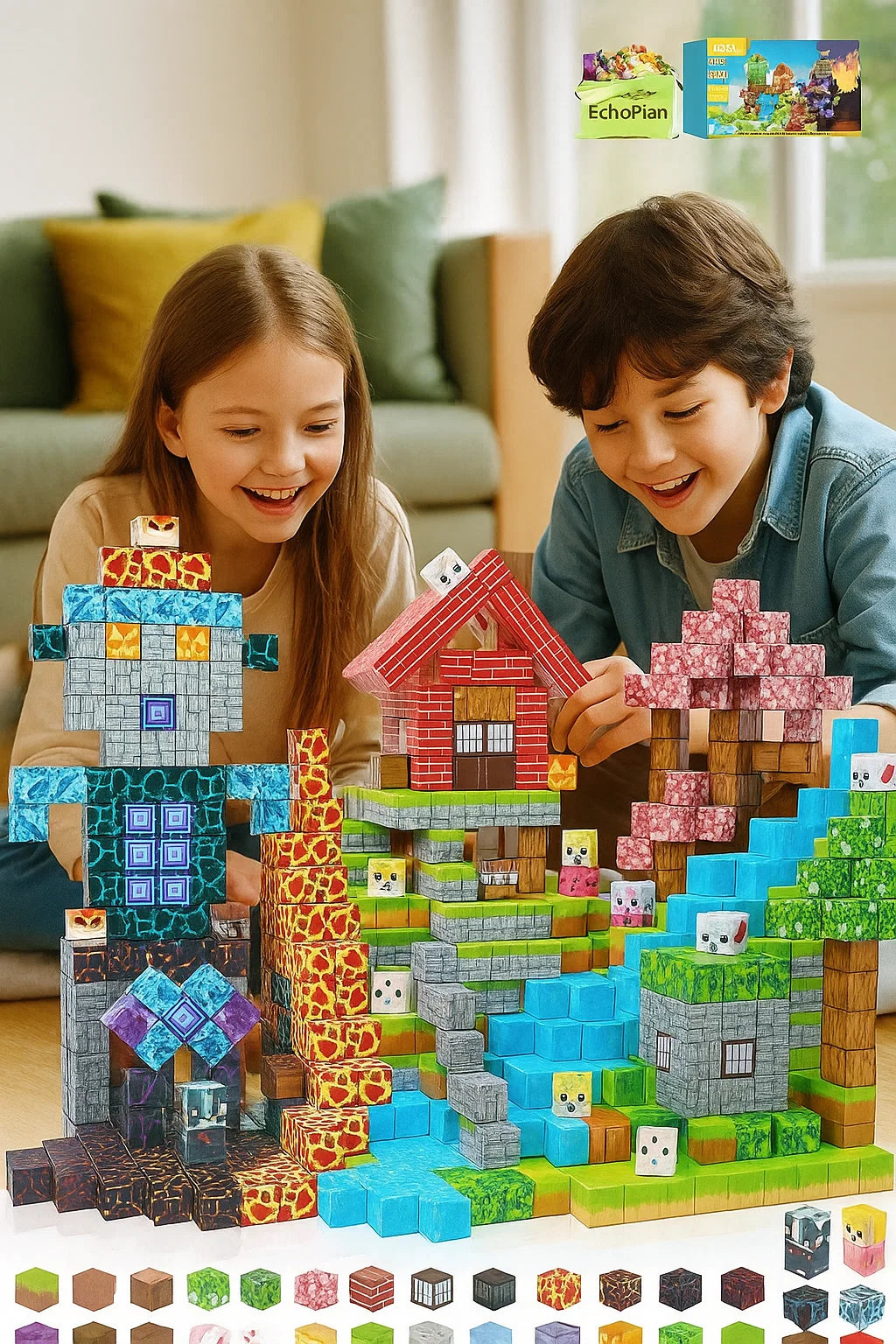 EchoPlan 150PCS Magnetic Blocks, Magnetic Building Blocks, STEM Constructions Magnet Blocks for Boys Girls Age 3 4 5 6 7 8 9 10, Sensory Stacking Toy Christmas Birthday Gifts for Kids, 1" Large Size nirvanaguru