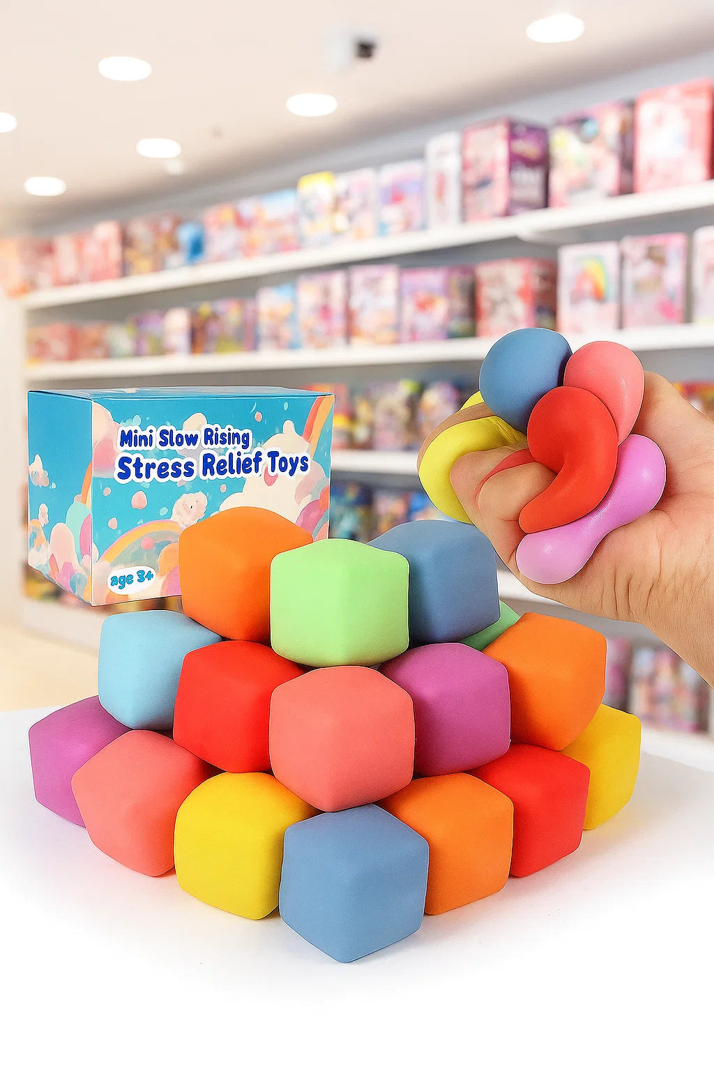 24 Pack Slow Rising Stress Cube , Dough Stress Balls Soft Fidget Squishy Toys for Anxiety Relief, Pull Stretch Classroom Prize Party Favors Toys for Kids nirvanaguru