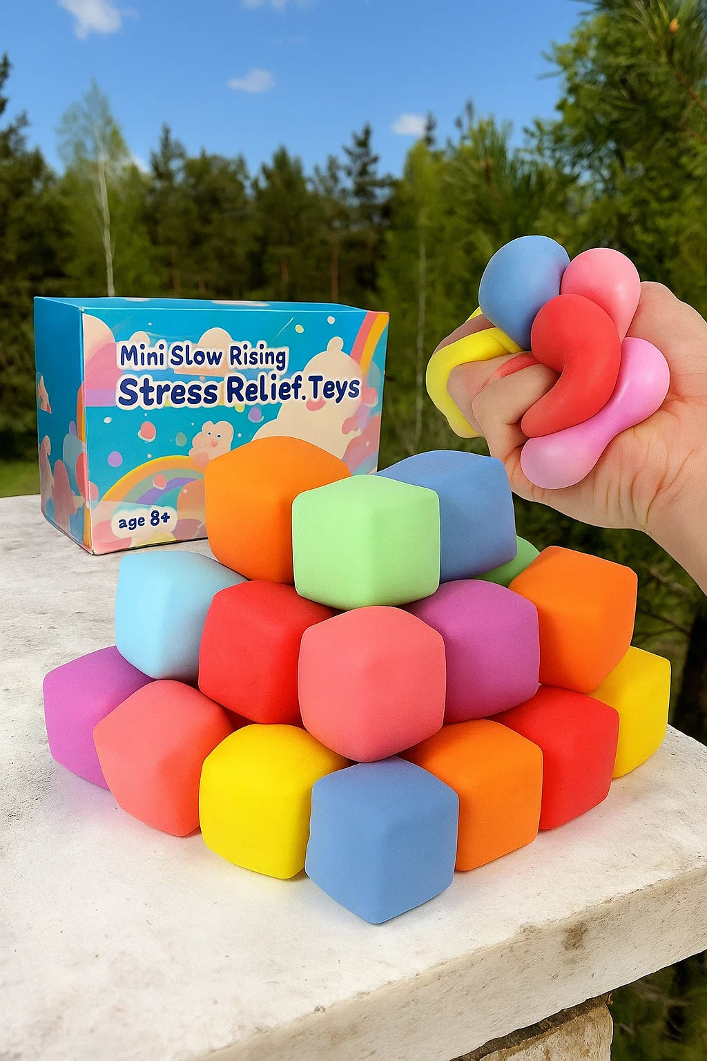 24 Pack Slow Rising Stress Cube , Dough Stress Balls Soft Fidget Squishy Toys for Anxiety Relief, Pull Stretch Classroom Prize Party Favors Toys for Kids nirvanaguru
