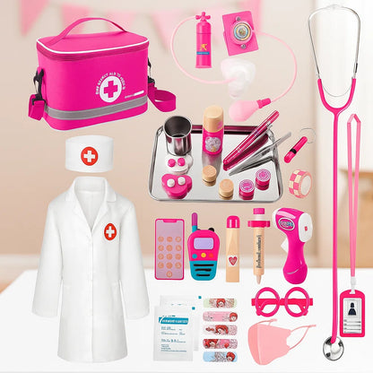 Doctor Kit for Kids Girls, 34 Pcs Kids Doctor Kit for Toddlers 3-5 with Medical Storage Bag & Real Stethoscope, Pretend Play Set for Boys Girls Fun Role Playing Game nirvanaguru