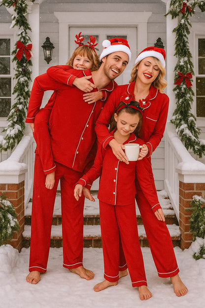 Ekouaer Christmas Family Matching Pajamas Long Sleeve Button Down Pj Set Festival Party Sleepwear nirvanaguru