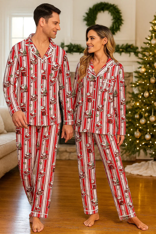 Ekouaer Christmas Family Matching Pajamas Long Sleeve Button Down Pj Set Festival Party Sleepwear nirvanaguru