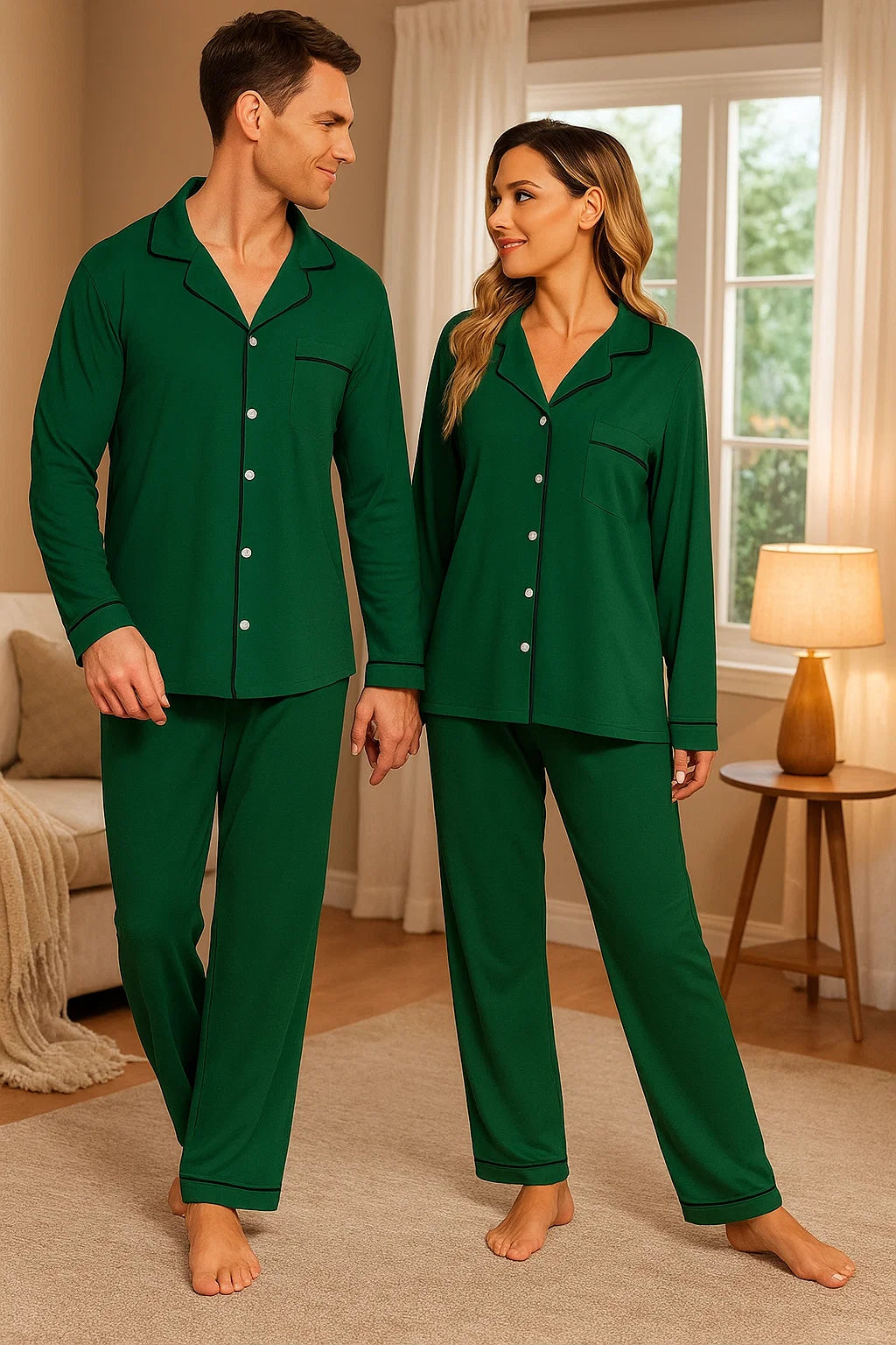 Ekouaer Christmas Family Matching Pajamas Long Sleeve Button Down Pj Set Festival Party Sleepwear nirvanaguru