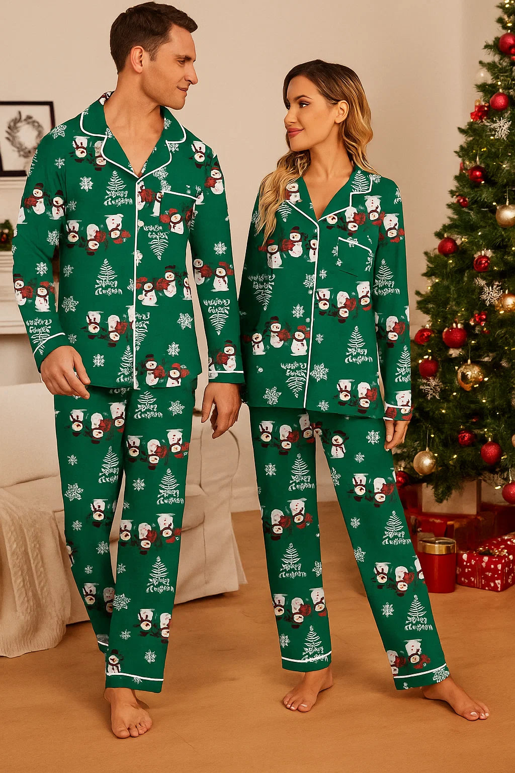 Ekouaer Christmas Family Matching Pajamas Long Sleeve Button Down Pj Set Festival Party Sleepwear nirvanaguru