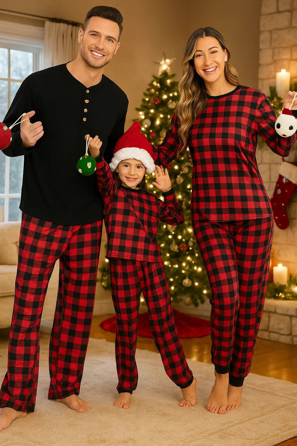Ekouaer Family Christmas Pajamas Matching Sets Womens Mens Pjs Long Sleeve Sleepwear Holiday Lounge Sets nirvanaguru