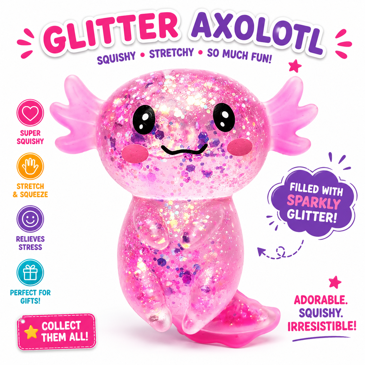 Colorful Axolotl Squishy Fidget Toy Stretchy Salamander Stress Relief Squeeze Nirvana Guru