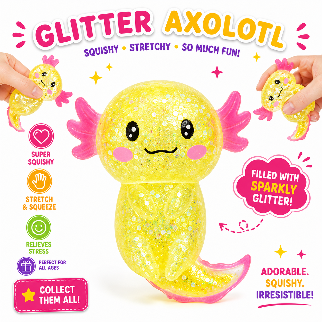 Colorful Axolotl Squishy Fidget Toy Stretchy Salamander Stress Relief Squeeze Nirvana Guru