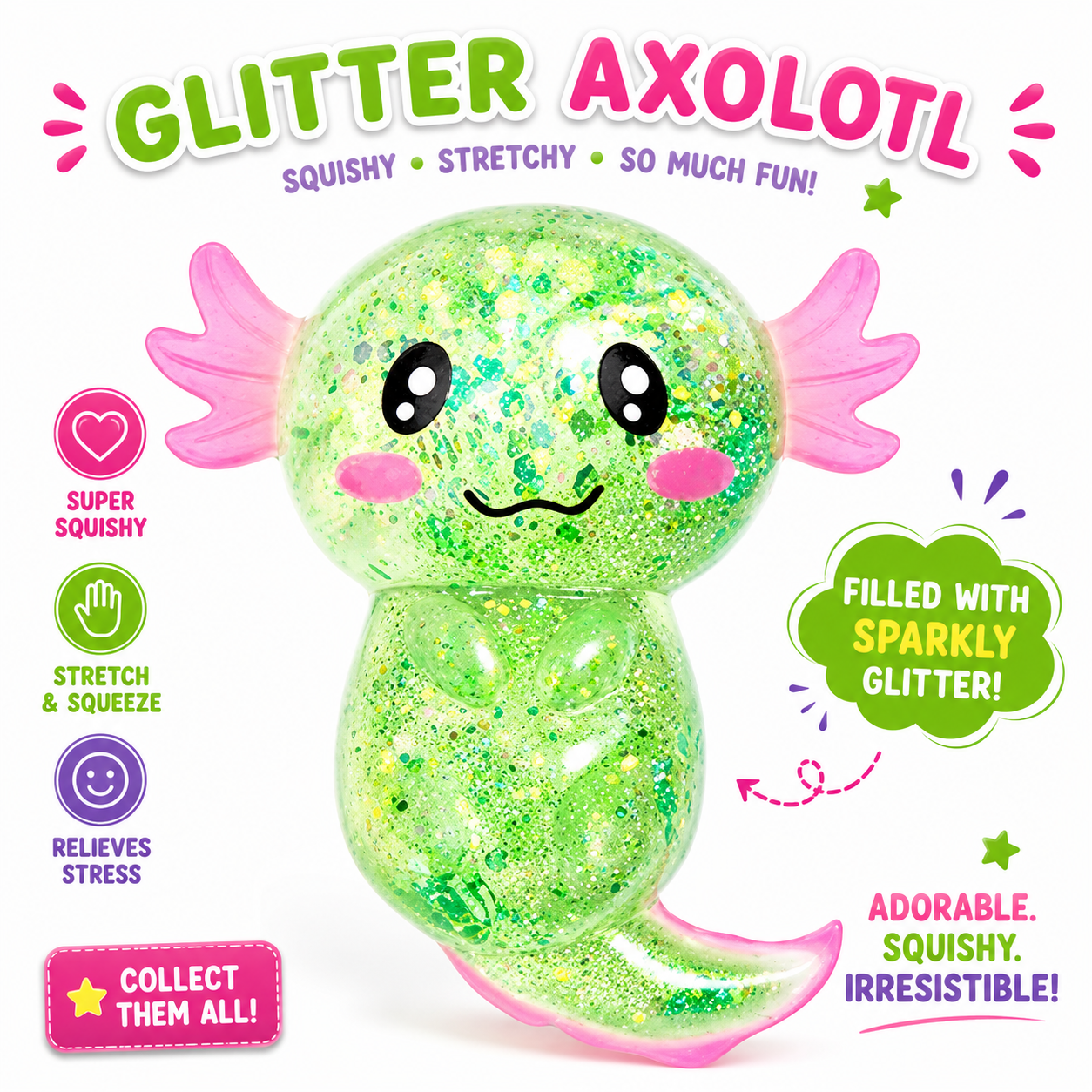 Colorful Axolotl Squishy Fidget Toy Stretchy Salamander Stress Relief Squeeze Nirvana Guru