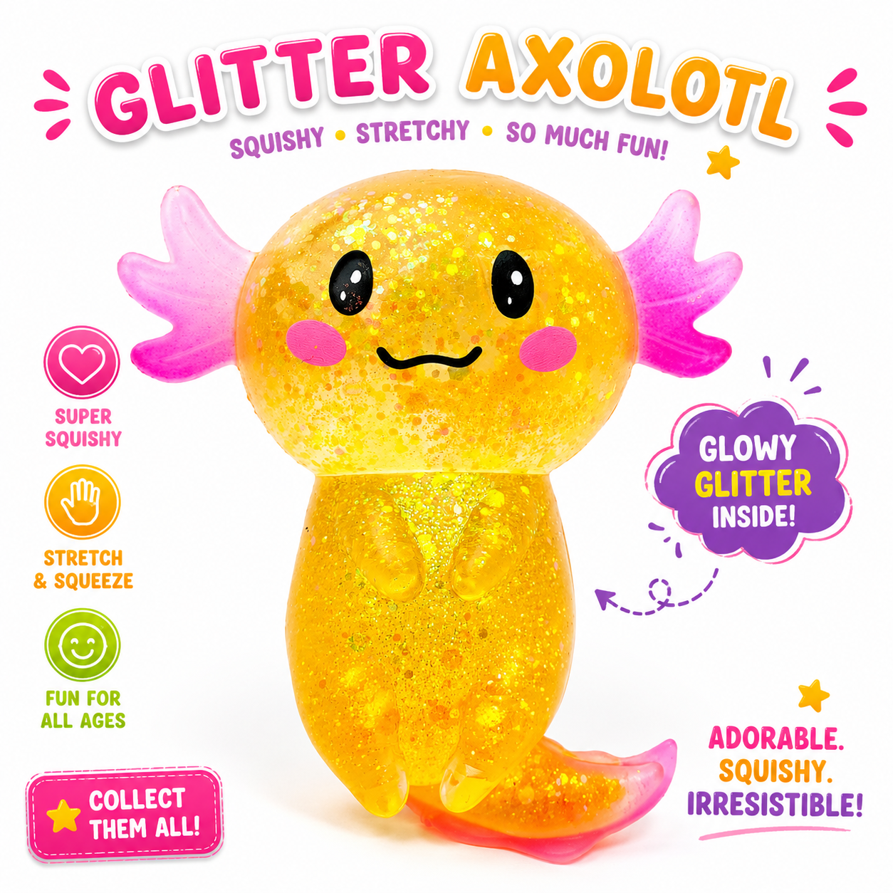 Colorful Axolotl Squishy Fidget Toy Stretchy Salamander Stress Relief Squeeze Nirvana Guru