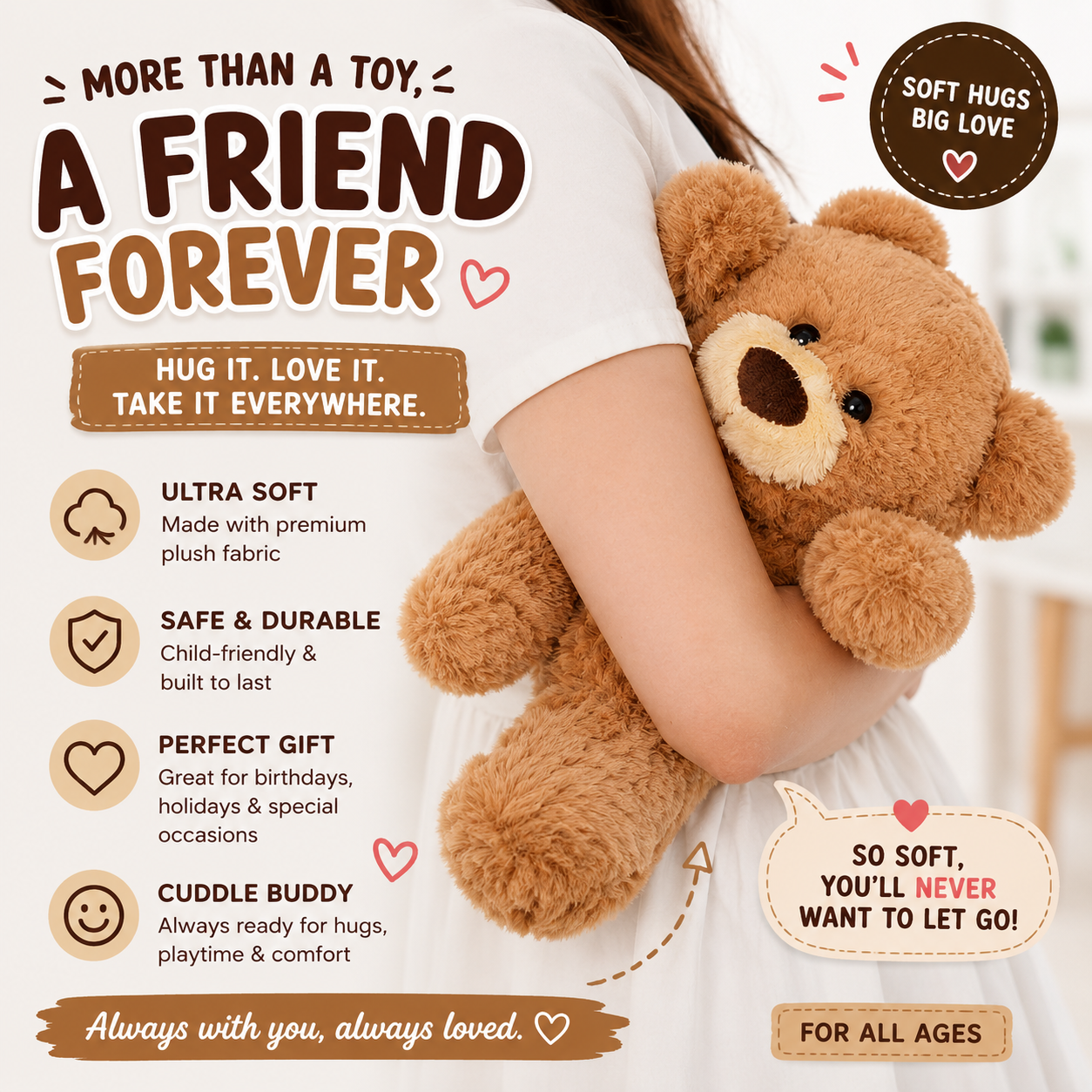 10inch Teddy Bear Stuffed Animal - Soft Teddy Bear Plushie Toys - Birthday Christmas Valentine's Day Gifts for Kid Boys Girls (Brown) Nirvana Guru