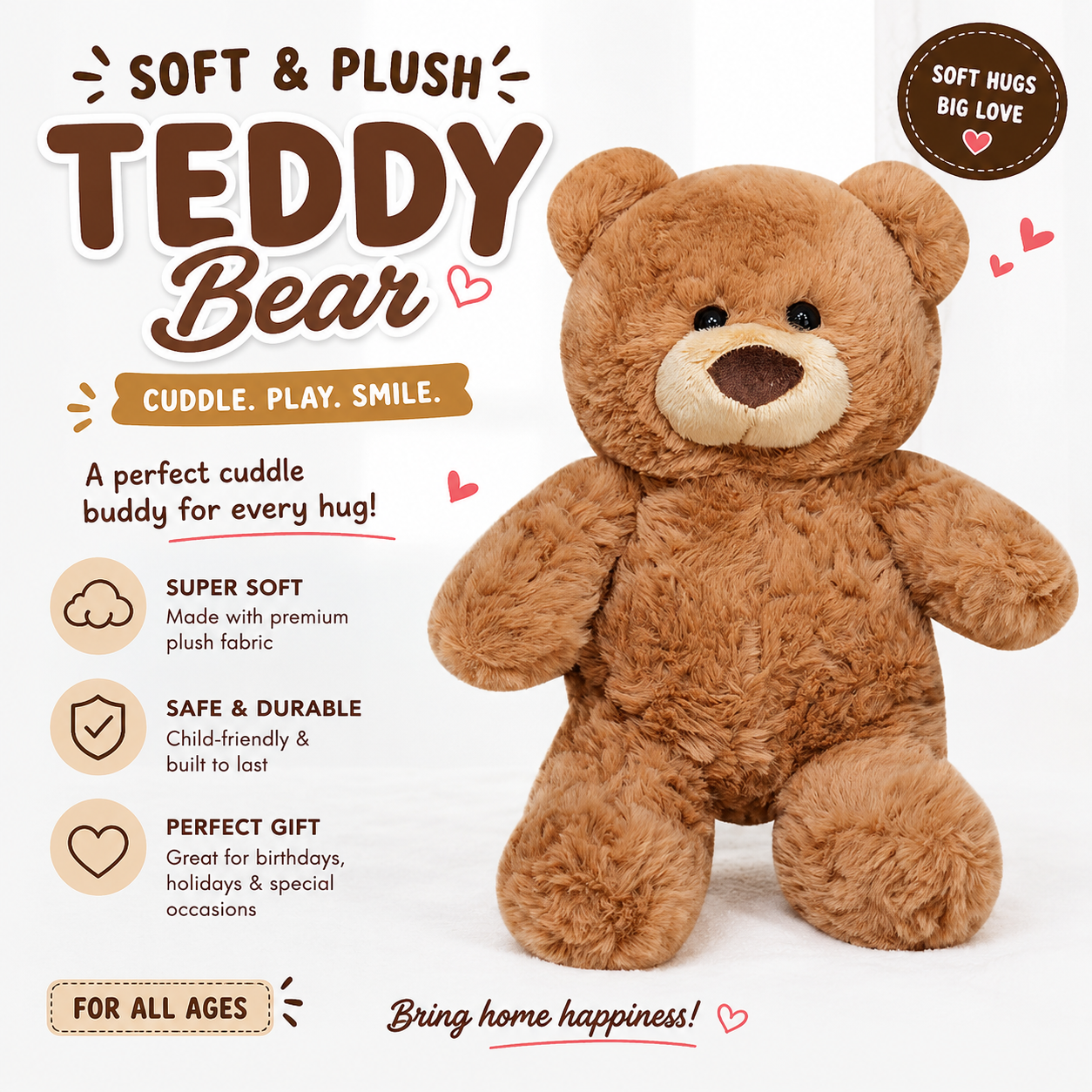 10inch Teddy Bear Stuffed Animal - Soft Teddy Bear Plushie Toys - Birthday Christmas Valentine's Day Gifts for Kid Boys Girls (Brown) Nirvana Guru