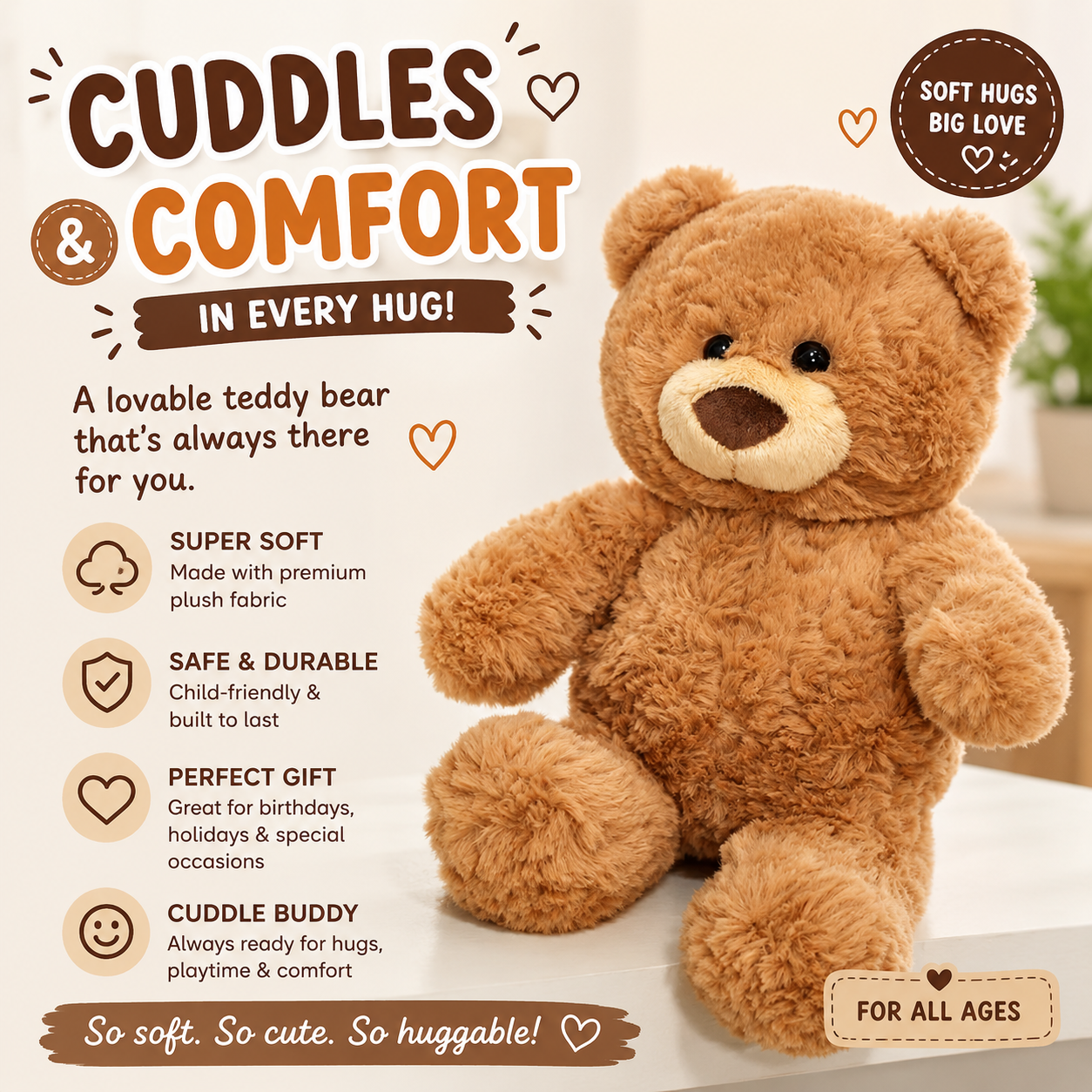 10inch Teddy Bear Stuffed Animal - Soft Teddy Bear Plushie Toys - Birthday Christmas Valentine's Day Gifts for Kid Boys Girls (Brown) Nirvana Guru