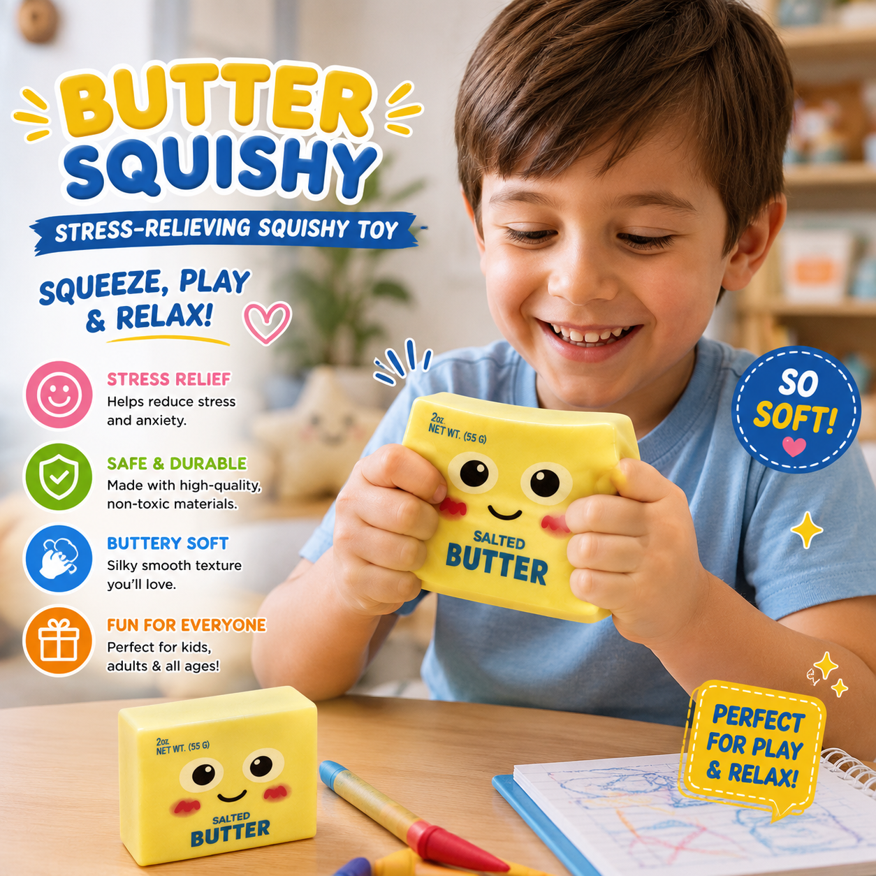 New Upgraded Smile Face Butter Squishy Toys - Slow Rebound Dumpling Squishy - Soft Stretchy Sensory Squeeze Toys - Stress Relief Fidget Toys - Office Desk Toys & Daily Leisure Gifts (Smiley) Nirvana Guru
