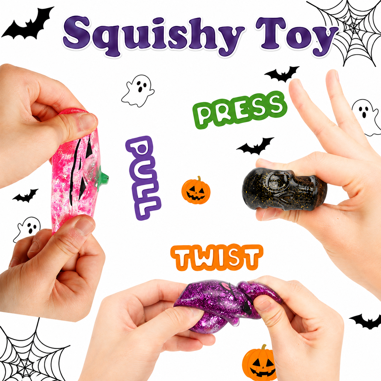 8pcs Halloween Squishy Toys,Stress Balls for Kids Stress Relief Halloween Party Favors-Trick or Treats Classroom Prizes Goodie Bag Fillers