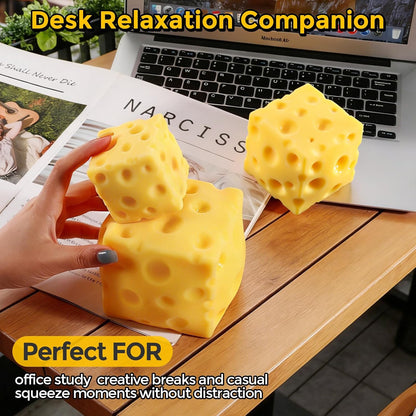Jumbo Cheese Squishy Stress Relief Toy – Slow Rising Sensory Squeeze (Yellow) Nirvana Guru