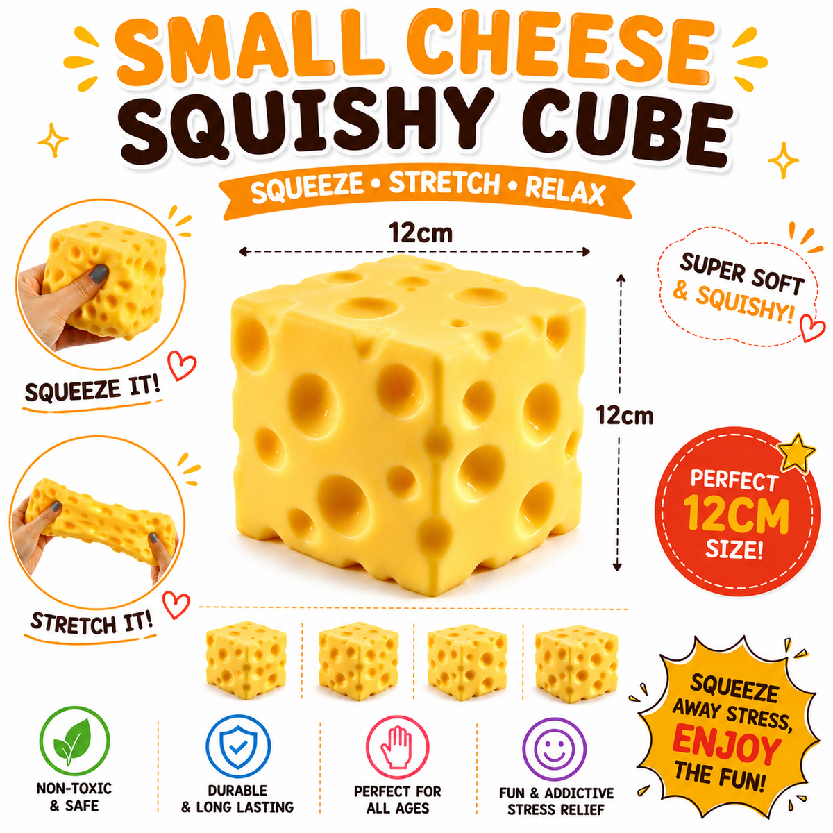 Jumbo Cheese Squishy Stress Relief Toy – Slow Rising Sensory Squeeze (Yellow) Nirvana Guru