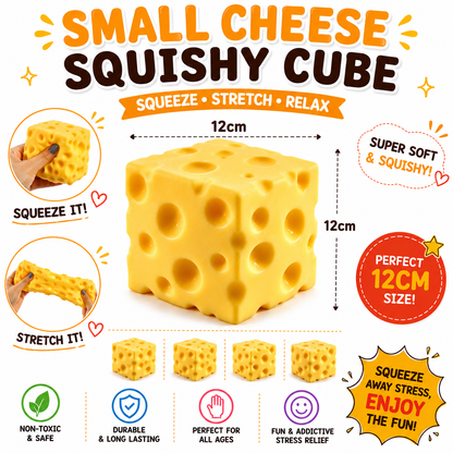 Jumbo Cheese Squishy Stress Relief Toy – Slow Rising Sensory Squeeze (Yellow) Nirvana Guru