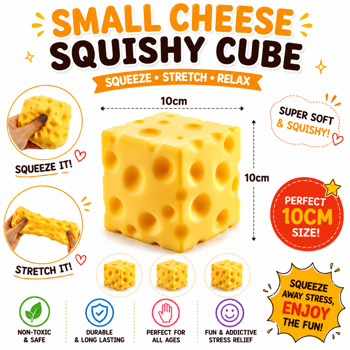 Jumbo Cheese Squishy Stress Relief Toy – Slow Rising Sensory Squeeze (Yellow) Nirvana Guru
