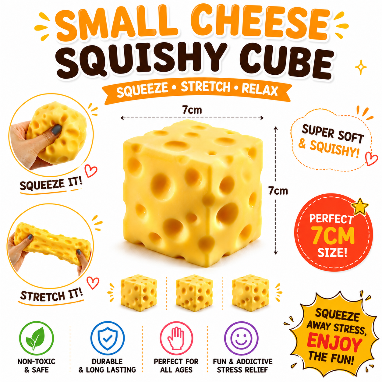 Jumbo Cheese Squishy Stress Relief Toy – Slow Rising Sensory Squeeze (Yellow) Nirvana Guru