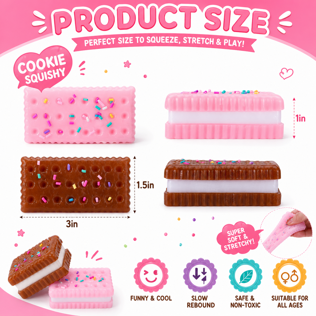 Silicone Stress Relief Squishy - 2 PCS Cookie Sticky Taba Squishy Fidget Toys Adults - Ultra-Soft Squeeze Toys - Fun Silicone Enjoy Decompression Toy - Soft and Relaxing Squeezing Toy Nirvana Guru