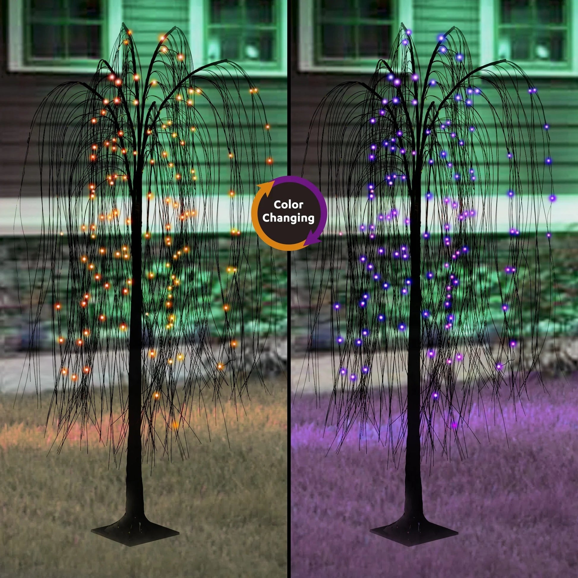 Orange and Purple Willow Tree, 48in, Color Changing LEDs, 8-Function Battery-Operated, Halloween Indoor/Outdoor, by Way To Celebrate nirvanaguru