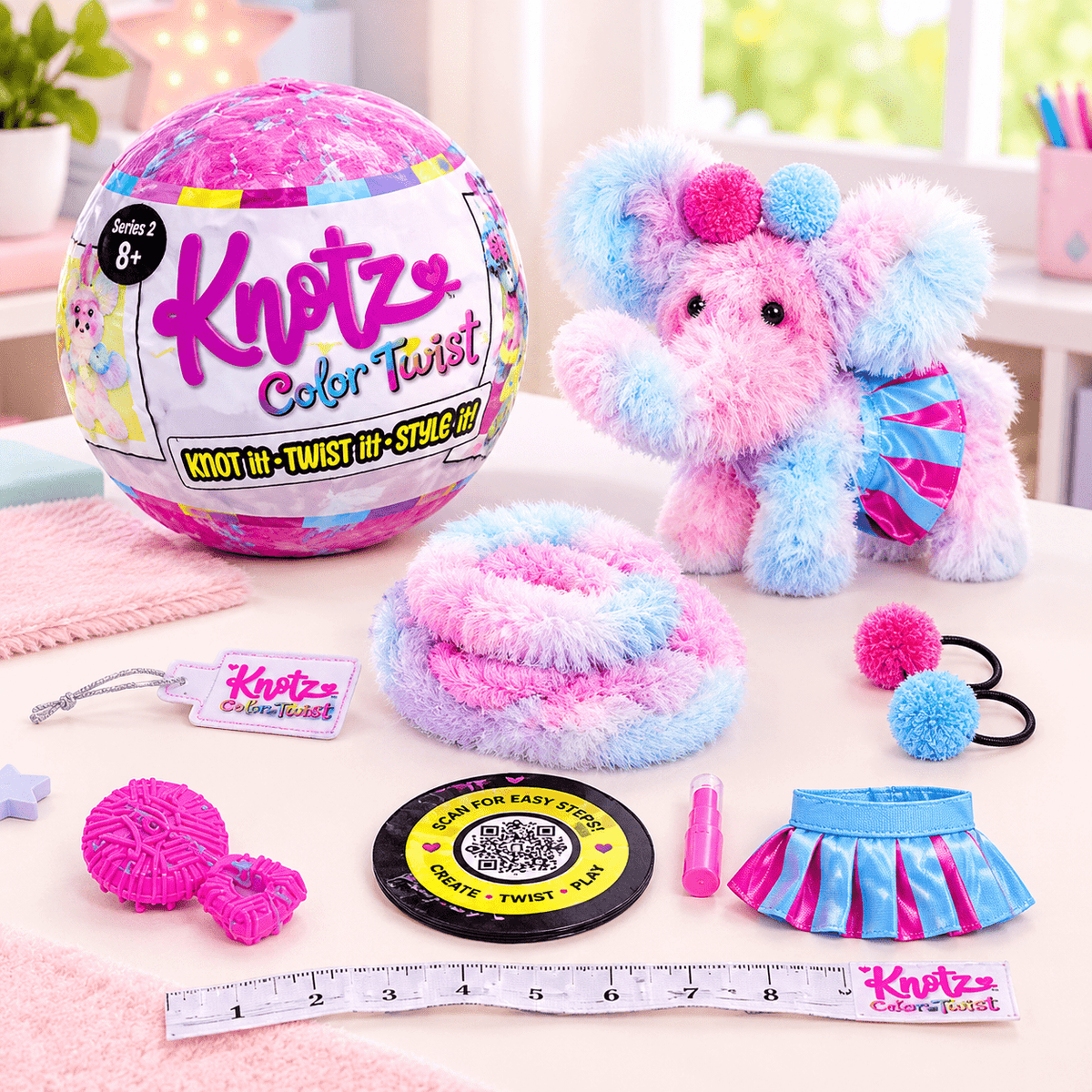 Just Play Knotz Color Twist Series 2 Animal DIY Kids' Toy – Creative Craft Activity Set, Pack of 2, Ages 8+