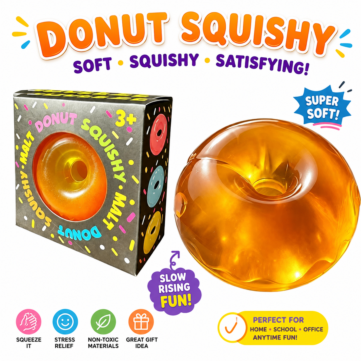 Donut Squishy Toy – Blue Soft Slow Rising Stress Relief Sensory Fidget Squeeze Toys for Kids & Adults - Squishy Donut Set Nirvana Guru