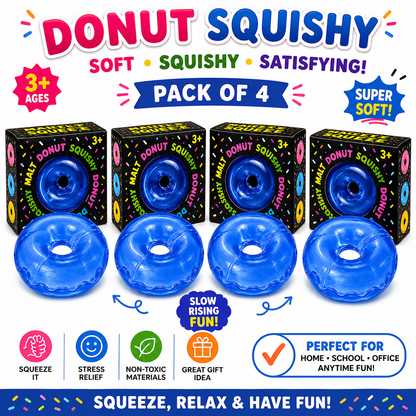 Donut Squishy Toy – Blue Soft Slow Rising Stress Relief Sensory Fidget Squeeze Toys for Kids & Adults - Squishy Donut Set Nirvana Guru