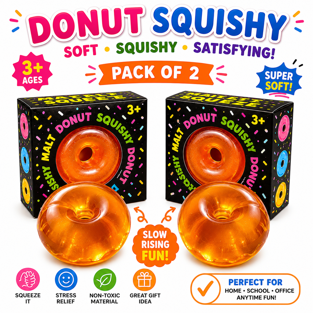 Donut Squishy Toy – Blue Soft Slow Rising Stress Relief Sensory Fidget Squeeze Toys for Kids & Adults - Squishy Donut Set Nirvana Guru