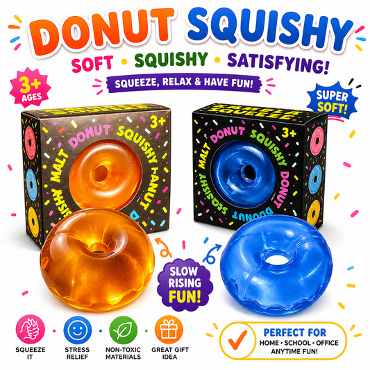 Donut Squishy Toy – Blue Soft Slow Rising Stress Relief Sensory Fidget Squeeze Toys for Kids & Adults - Squishy Donut Set Nirvana Guru