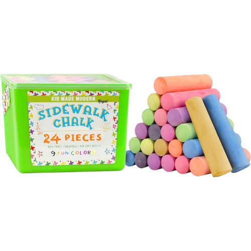 Kid Made Modern Non Toxic Sidewalk Chalk Bucket (24 Count) - Washable Colored Chalk Bulk Set for Kids and Toddlers Outdoor Games nirvanaguru