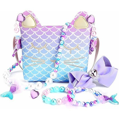 mibasies Purse for Little Girls Dress Up Jewelry Pretend Play Kids Accessories Mermaid Gifts nirvanaguru