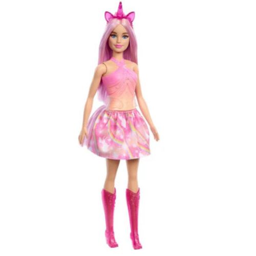 Barbie Unicorn Doll with Pink Fantasy Hair, Colorful Pink and Orange Outfit, and Unicorn-Themed Fantasy Accessories nirvanaguru
