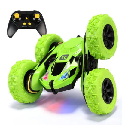 Threeking RC Stunt Cars Remote Control Car Double-Sided Driving 360-degree Flips Rotating Car Toy, Green Nirvana Guru