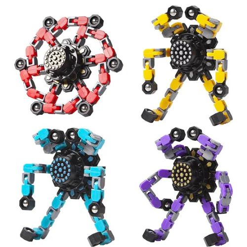 Transformable Fidget Spinners 4 Pcs for Kids and Adults Stress Relief Sensory Toys for Boys and Girls Fingertip Gyros for Party Favors Stocking Stuffers Bulk for Kids nirvanaguru