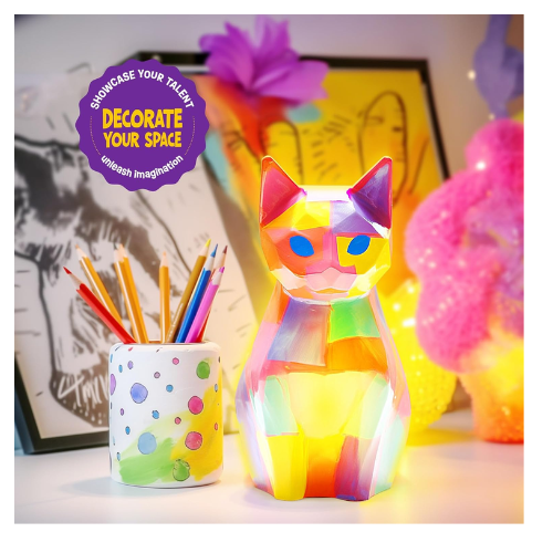 Paint Your Own Cat Lamp Kit, Arts and Crafts for Kids Ages 8-12, Art Supplies Painting kit for Kids 6-12, Cat Night Light Toys Girls Boy Birthday Gift for Kid Ages 3 4 5 6 7 8 9 10 11 12+ nirvanaguru
