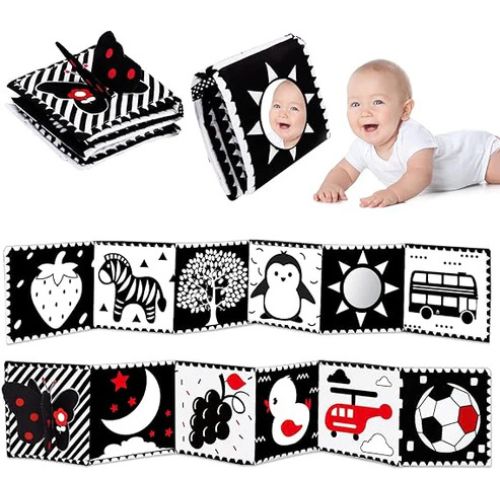 Thremhoo Black and White High Contrast Baby Toys 0-6 Months Soft Book for Brain Development, Tummy Time, Sensory, Montessori Learning Activities nirvanaguru