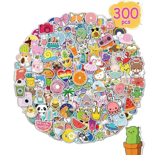 Sticker for Water Bottles, 300 Pcs/Pack Cute Vinyl Waterproof Vsco Laptop Stickers for School Students Gifts Classroom Teachers Prizes Stickers for Kids Teens Girls nirvanaguru